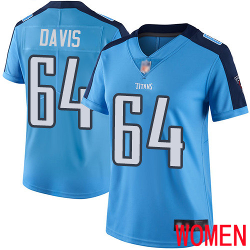 Tennessee Titans Limited Light Blue Women Nate Davis Jersey NFL Football #64 Rush Vapor Untouchable